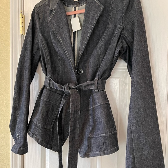 NWOT CONVERSE One Star Womens Denim Blazer, Coat, Jacket With Waist Belt - Picture 3 of 8